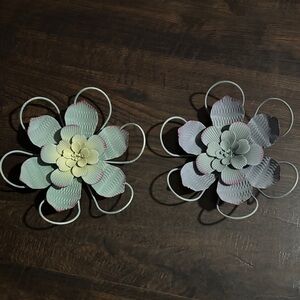 Decorative Floral Wall Accents - Cream and Gray